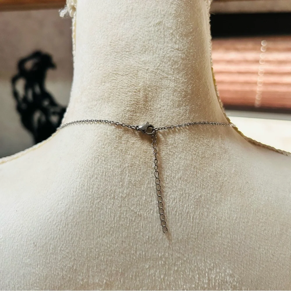 Handcrafted clear glass stone accent flower pendant on chain necklace